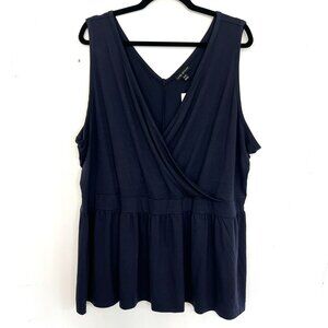 NWT Lane Bryant Tank Top Navy Blue Surplice Neck Soft Stretch 26/28 3X cg